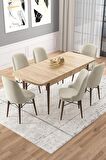 Rovena Vals Meşe 80x132 Açılabilir Mdf Mutfak Masası Takımı 6 Adet Sandalye