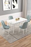 Rovena Vals Beyaz Mermer 80x132 Açılabilir Mdf Mutfak Masası Takımı 4 Adet Sandalye