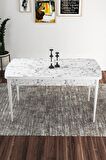 Rovena Vals Beyaz Mermer 80x132 Açılabilir Mdf Mutfak Masası Takımı 4 Adet Sandalye