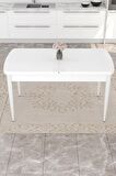 Rovena Vals Beyaz Mermer 80x132 Açılabilir Mdf Mutfak Masası Takımı 4 Adet Sandalye+1 Bench