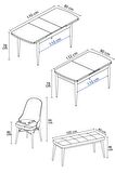 Rovena Vals Beyaz Mermer 80x132 Açılabilir Mdf Mutfak Masası Takımı 4 Adet Sandalye+1 Bench