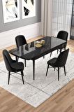 Rovena Vals Siyah Mermer 80x132 Açılabilir Mdf Mutfak Masası Takımı 4 Adet Sandalye