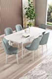 Rovena Armin Beyaz 80x132 Açılabilir Mdf Mutfak Masası Takımı 6 Adet Sandalye