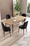 Rovena Armin Meşe 80x132 Açılabilir Mdf Mutfak Masası Takımı 4 Adet Sandalye