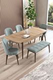 Rovena Armin Meşe 80x132 Açılabilir Mdf Mutfak Masası Takımı 4 Adet Sandalye+1 Bench