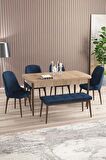 Rovena Armin Meşe 80x132 Açılabilir Mdf Mutfak Masası Takımı 4 Adet Sandalye+1 Bench