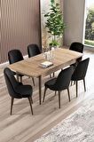 Rovena Armin Meşe 80x132 Açılabilir Mdf Mutfak Masası Takımı 6 Adet Sandalye