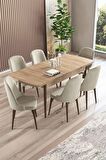 Rovena Armin Meşe 80x132 Açılabilir Mdf Mutfak Masası Takımı 6 Adet Sandalye