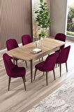 Rovena Armin Meşe 80x132 Açılabilir Mdf Mutfak Masası Takımı 6 Adet Sandalye