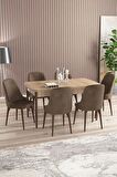 Rovena Armin Meşe 80x132 Açılabilir Mdf Mutfak Masası Takımı 6 Adet Sandalye