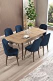 Rovena Armin Meşe 80x132 Açılabilir Mdf Mutfak Masası Takımı 6 Adet Sandalye