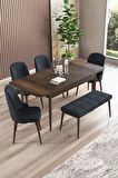 Rovena Armin Barok 80x132 Açılabilir Mdf Mutfak Masası Takımı 4 Adet Sandalye+1 Bench