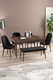 Rovena Armin Barok 80x132 Açılabilir Mdf Mutfak Masası Takımı 4 Adet Sandalye+1 Bench