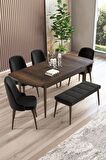 Rovena Armin Barok 80x132 Açılabilir Mdf Mutfak Masası Takımı 4 Adet Sandalye+1 Bench