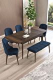 Rovena Armin Barok 80x132 Açılabilir Mdf Mutfak Masası Takımı 4 Adet Sandalye+1 Bench