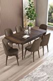Rovena Armin Barok 80x132 Açılabilir Mdf Mutfak Masası Takımı 6 Adet Sandalye