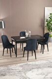 Rovena Armin Siyah Mermer 80x132 Açılabilir Mdf Mutfak Masası Takımı 4 Adet Sandalye