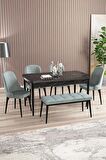Rovena Armin Siyah Mermer 80x132 Açılabilir Mdf Mutfak Masası Takımı 4 Adet Sandalye+1 Bench