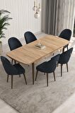 Rovena Arjeta Meşe 80x132 Açılabilir Mdf Mutfak Masası Takımı 6 Adet Sandalye