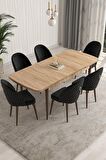 Rovena Arjeta Meşe 80x132 Açılabilir Mdf Mutfak Masası Takımı 6 Adet Sandalye