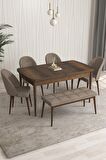 Rovena Arjeta Barok 80x132 Açılabilir Mdf Mutfak Masası Takımı 4 Adet Sandalye+1 Bench