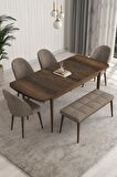 Rovena Arjeta Barok 80x132 Açılabilir Mdf Mutfak Masası Takımı 4 Adet Sandalye+1 Bench