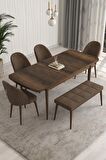 Rovena Arjeta Barok 80x132 Açılabilir Mdf Mutfak Masası Takımı 4 Adet Sandalye+1 Bench