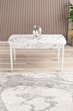 Rovena Arjeta Beyaz Mermer 80x132 Açılabilir Mdf Mutfak Masası Takımı 4 Adet Sandalye+1 Bench