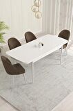 Rovena Marsilya Beyaz 80x132 Açılabilir Mdf Mutfak Masası Takımı 4 Adet Sandalye