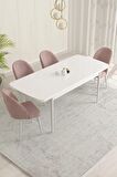 Rovena Marsilya Beyaz 80x132 Açılabilir Mdf Mutfak Masası Takımı 4 Adet Sandalye