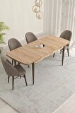 Rovena Marsilya Meşe 80x132 Açılabilir Mdf Mutfak Masası Takımı 4 Adet Sandalye