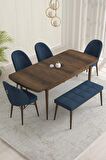 Rovena Marsilya Barok 80x132 Açılabilir Mdf Mutfak Masası Takımı 4 Adet Sandalye+1 Bench