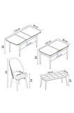 Rovena Marsilya Beyaz Mermer 80x132 Açılabilir Mdf Mutfak Masası Takımı 4 Adet Sandalye+1 Bench