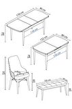 Rovena Flora Beyaz 80x132 Açılabilir Mdf Mutfak Masası Takımı 4 Adet Sandalye+1 Bench