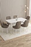 Rovena Flora Beyaz 80x132 Açılabilir Mdf Mutfak Masası Takımı 6 Adet Sandalye