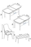 Rovena Flora Meşe 80x132 Açılabilir Mdf Mutfak Masası Takımı 4 Adet Sandalye+1 Bench