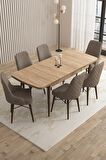Rovena Flora Meşe 80x132 Açılabilir Mdf Mutfak Masası Takımı 6 Adet Sandalye