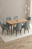 Rovena Flora Meşe 80x132 Açılabilir Mdf Mutfak Masası Takımı 6 Adet Sandalye