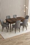 Rovena Flora Barok 80x132 Açılabilir Mdf Mutfak Masası Takımı 6 Adet Sandalye