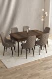 Rovena Flora Barok 80x132 Açılabilir Mdf Mutfak Masası Takımı 6 Adet Sandalye