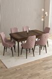 Rovena Flora Barok 80x132 Açılabilir Mdf Mutfak Masası Takımı 6 Adet Sandalye