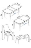 Rovena Flora Beyaz Mermer 80x132 Açılabilir Mdf Mutfak Masası Takımı 4 Adet Sandalye+1 Bench
