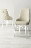 Rovena Flora Beyaz Mermer 80x132 Açılabilir Mdf Mutfak Masası Takımı 6 Adet Sandalye