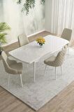 Rovena Eylül Beyaz 80x132 Açılabilir Mdf Mutfak Masası Takımı 4 Adet Sandalye