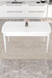 Rovena Eylül Beyaz 80x132 Açılabilir Mdf Mutfak Masası Takımı 4 Adet Sandalye+1 Bench