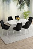Rovena Eylül Beyaz 80x132 Açılabilir Mdf Mutfak Masası Takımı 6 Adet Sandalye