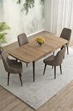 Rovena Eylül Meşe 80x132 Açılabilir Mdf Mutfak Masası Takımı 4 Adet Sandalye