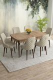 Rovena Eylül Meşe 80x132 Açılabilir Mdf Mutfak Masası Takımı 6 Adet Sandalye