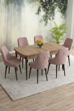 Rovena Eylül Meşe 80x132 Açılabilir Mdf Mutfak Masası Takımı 6 Adet Sandalye