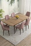 Rovena Eylül Meşe 80x132 Açılabilir Mdf Mutfak Masası Takımı 6 Adet Sandalye